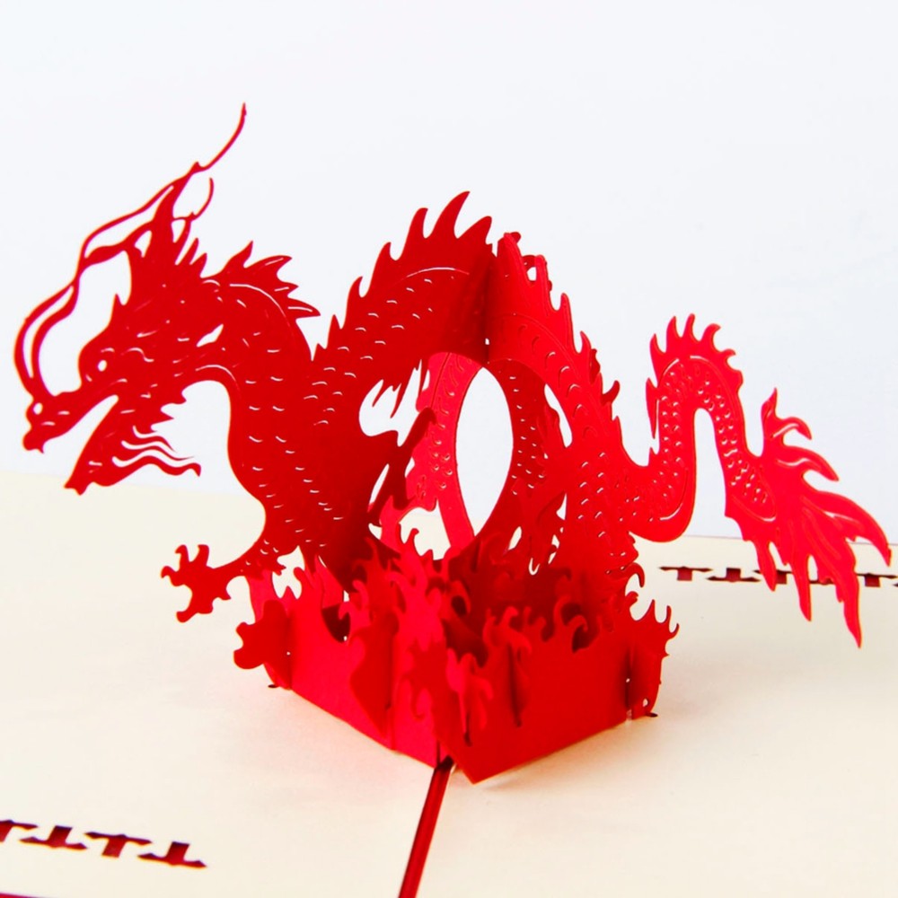 C - Chinese 3D dragon pop up card for new year gifts