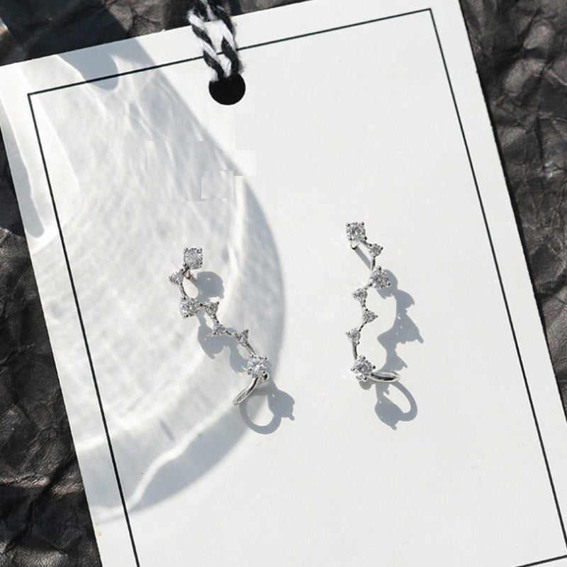 N - Constellation Stars Earrings 925 Sterling Silver Cubic Zirconia Stud Earrings Gift