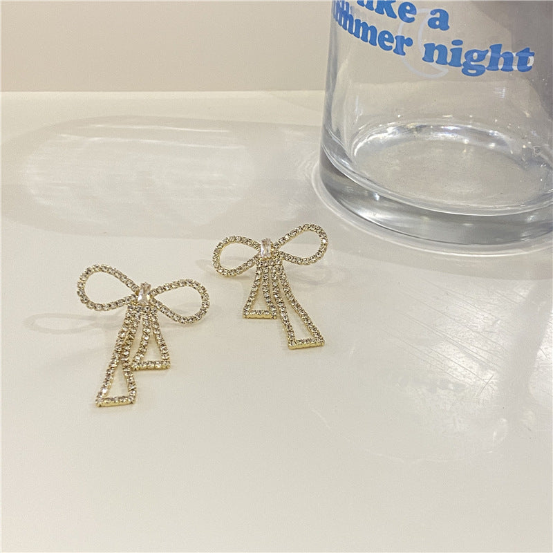 Butterfly Crystal Bow Knot Rhinstone Earrings 925 Sterling Silver Post Gold Dainty Earring Jewellery Gift