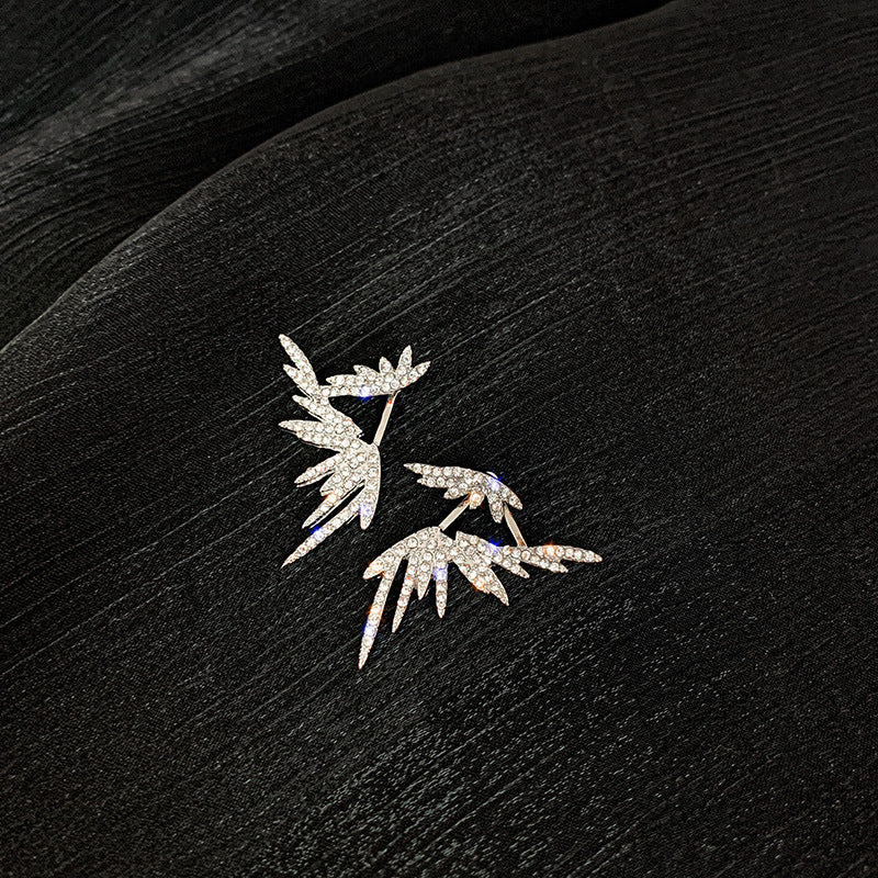 A - Wings of an Angel Earrings Crystal 925 Sterling Silver Post Hypoallergenic Earring Gift
