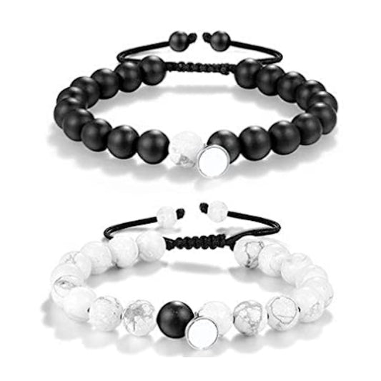 Black Matte Agate Bracelet Distance Energy Beads Bracelets Stone Attract Couple Bangles