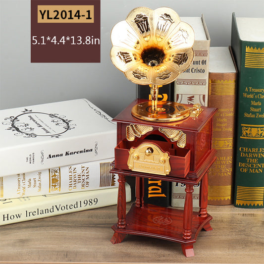 Phonograph Record Player Music Box Jewellery storage Old Timer Vintage Retro Style Home Decor Musical Gift Toy
