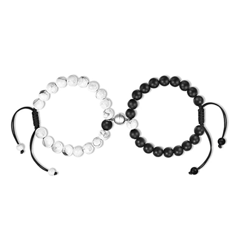 Black Matte Agate Bracelet Distance Energy Beads Bracelets Stone Attract Couple Bangles