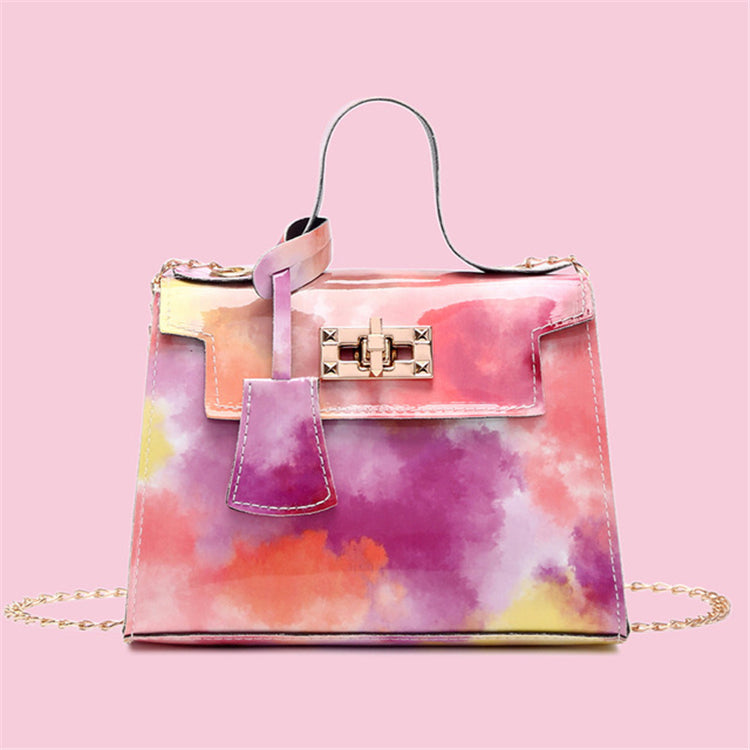 Tie Dye Rainbow Purse Chain Colored Mini Hand Bags Shoulder Ladies Handbags 2021