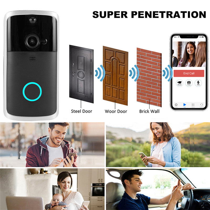P - Aiwit Phone App 720P WiFi Video Wireless  Smart Doorbell V5 With Chime And Rechargeable Batteries For Phone Home Security