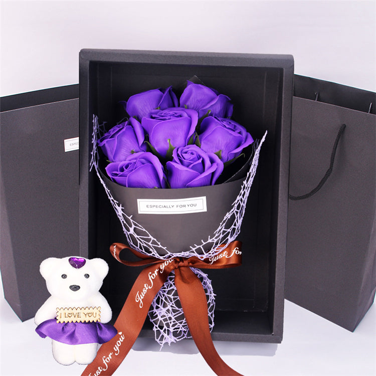 Eternal Rose Teddy Bear bouquet doll flower gift box Birthday Wedding Valentine's Thank you Gifts