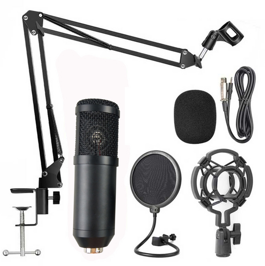C - Live Broadcast Equipment Full Set Studio Condenser Microphone Professional Black & Gold