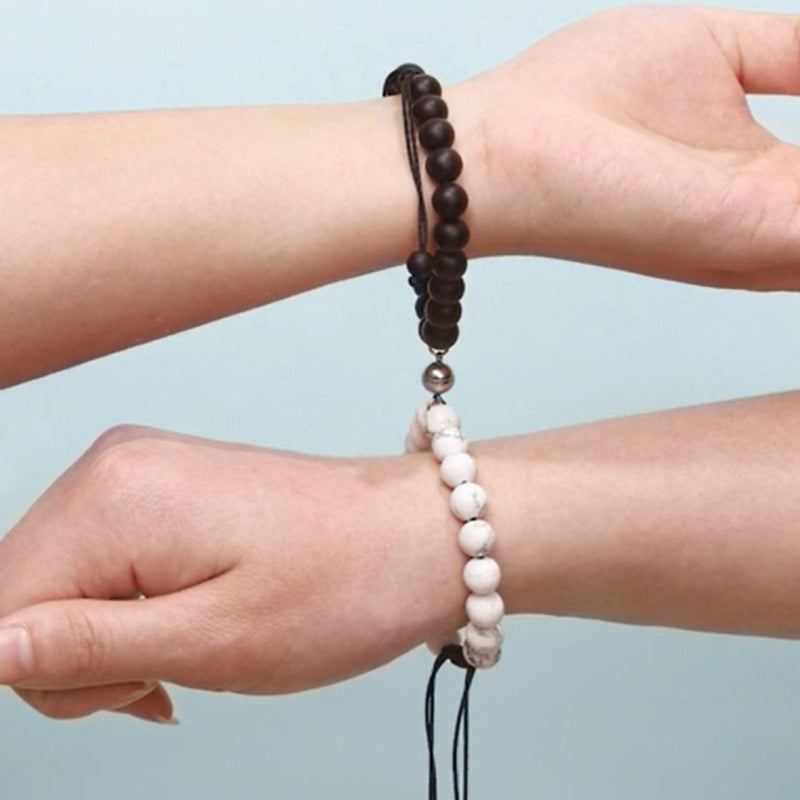 Black Matte Agate Bracelet Distance Energy Beads Bracelets Stone Attract Couple Bangles