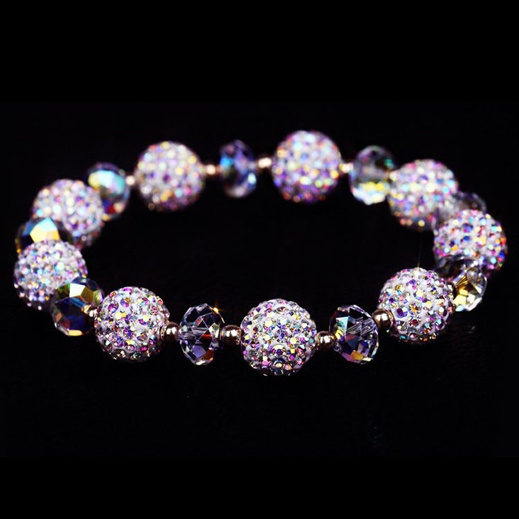 S - Beaded Austrian Crystal Charm Bracelet Shinny Engraved Glassy Bracelets For Women Jewelry