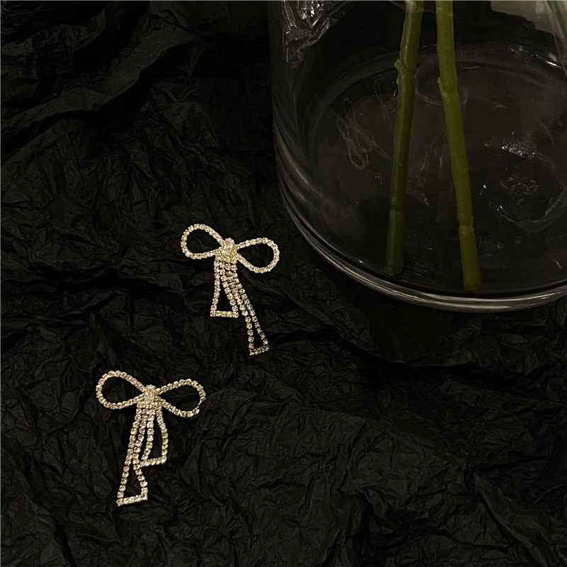 Butterfly Crystal Bow Knot Rhinstone Earrings 925 Sterling Silver Post Gold Dainty Earring Jewellery Gift