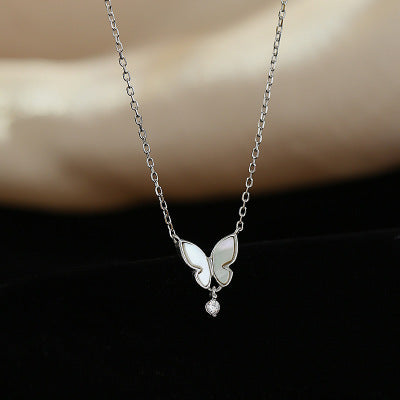 New Design 925 silver butterfly shell necklace