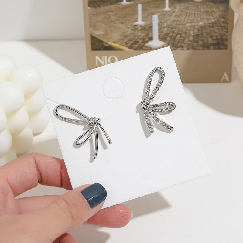 J - Bow Knot Butterfly 925 Sterling Silver Earrings Designer Crystal Earring Jewelry Gift Women