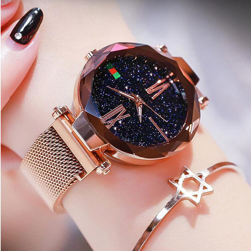 Star Dust Watch Adjustable Stainless Steel Bracelet Rose Gold, Blue, Black & Purple