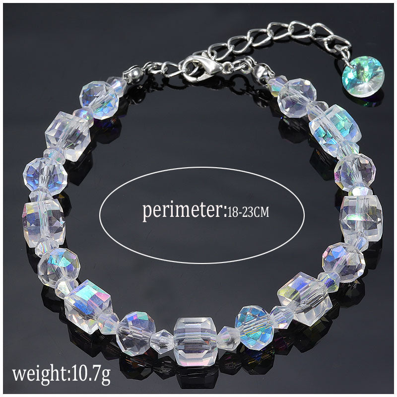 Q - Austrian Crystal Aurora Bracelet for Valentine's Day Gift Colourful Crystal Square Beads Bracelet for Lovers