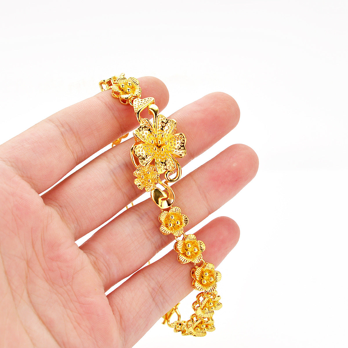 24k Gold plated Flower Charm Bracelet Vietnam Gold Bracelet For Women