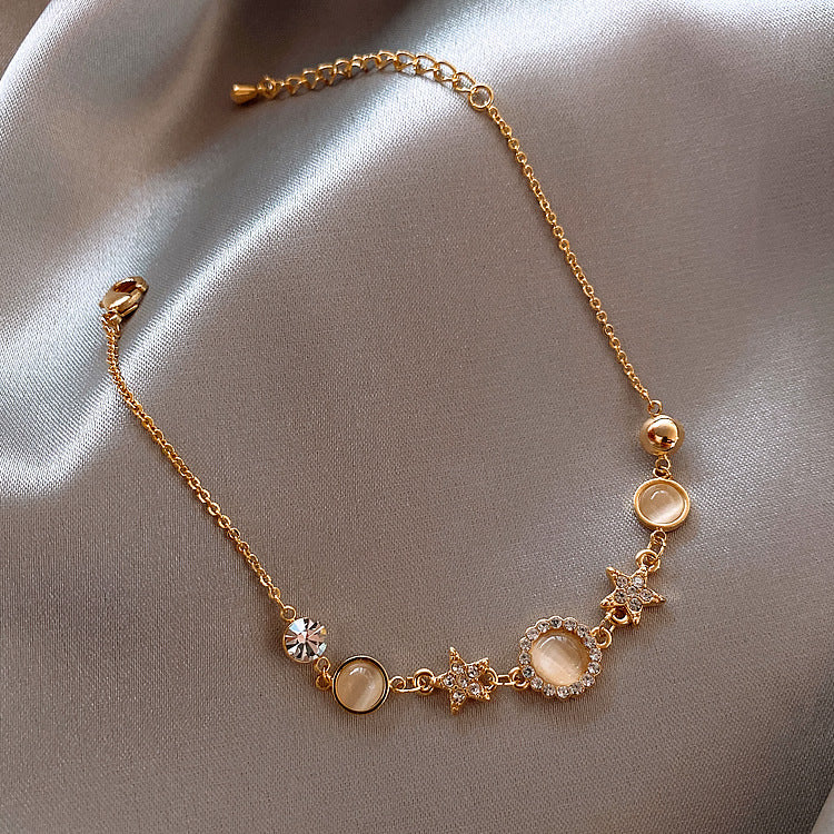 B - Opal Star Crystal Gold Bracelet Rhinestone Alloy Jewelry Gift
