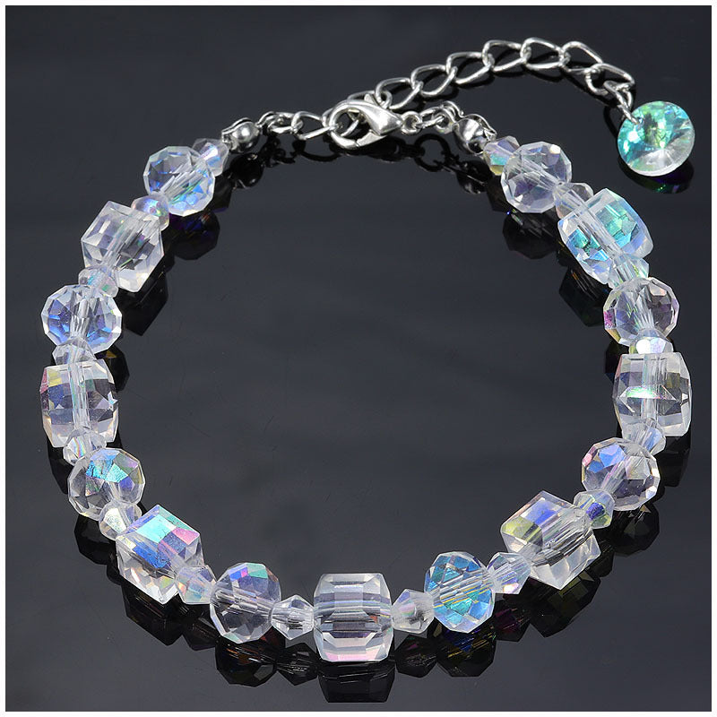 Q - Austrian Crystal Aurora Bracelet for Valentine's Day Gift Colourful Crystal Square Beads Bracelet for Lovers