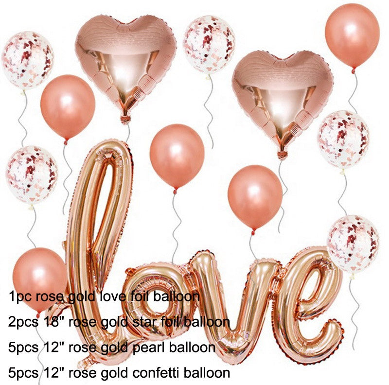 M - Heart Shape Foil Love Balloons Decorations Kit Romantic Balloons For Wedding Anniversary Valentines Day