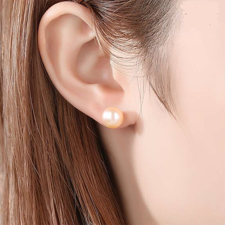 PD - Real Pearl Earrings Celeste Collections Pink Round Pearls Earring 925 Sterling Silver gift box