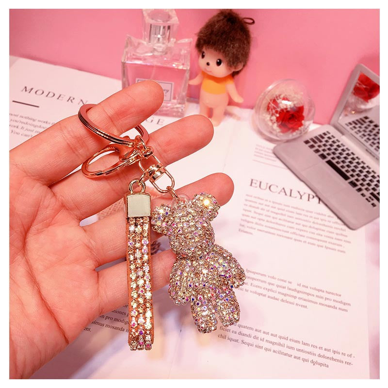 Bear Keychain Crystal Car Keychain for Lady Promotional Gift Custom