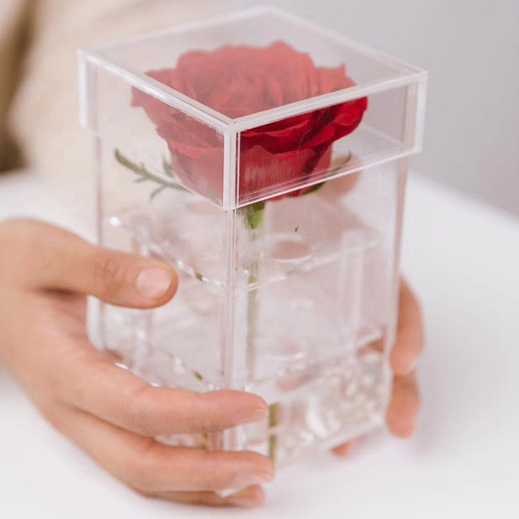 Crystal Real Rose Handmade Preserved Flower Acrylic Jewellery Chocolate Box Gift