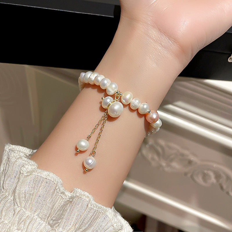 Gourd Charm Real Fresh Water Pearl Gold Bead Bracelets Gift