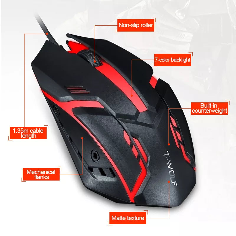 N - RGB Gaming Mouse Optical 3D Wired For Computer Laptop