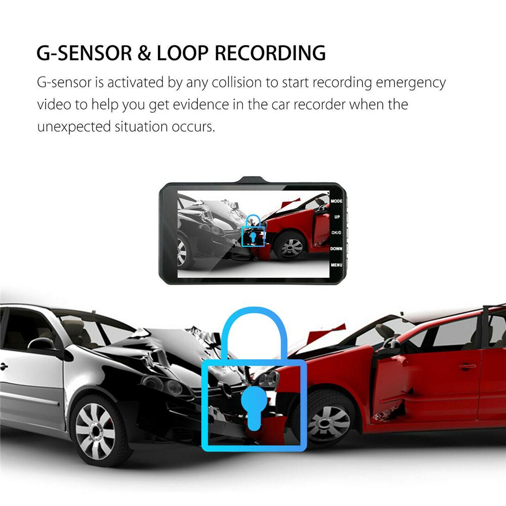 Digital 4'' IPS Touch Screen Dash Cam for Cars Front and Rear Dual Lens Night Low light Vision Camera HD 1080P Full HD 170° Wide Angle Backup Camera with Night Vision WDR G-Sensor Parking Monitor Loop Recording Motion Detection