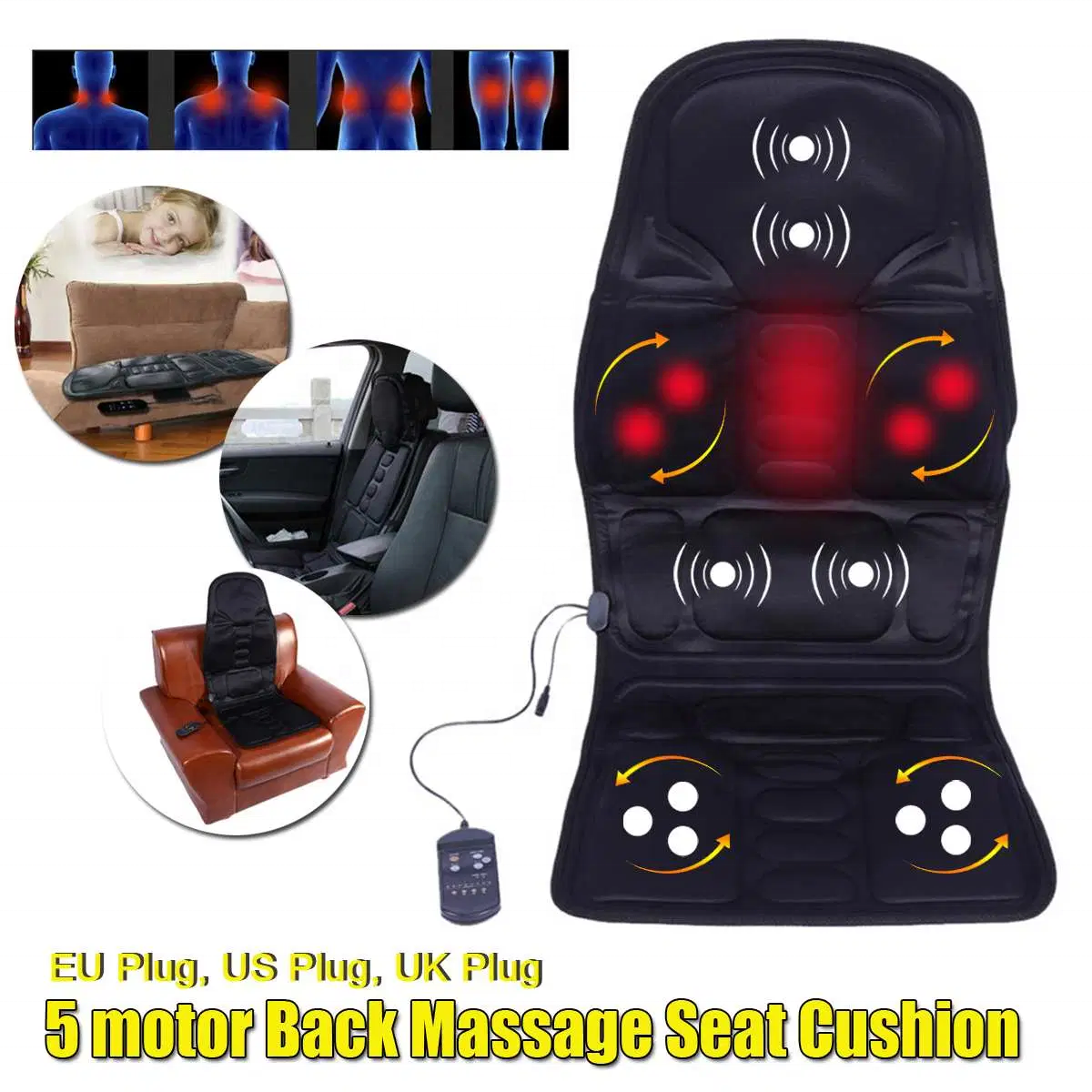 Full body Heated Massage Seat cover Car Home Office