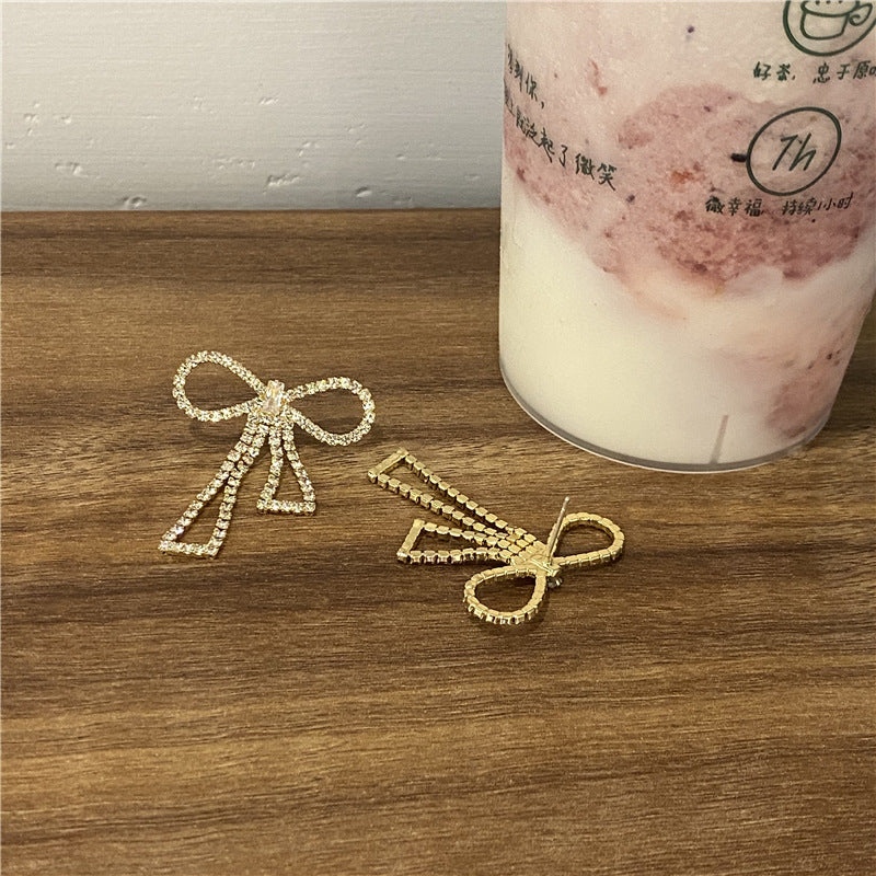 Butterfly Crystal Bow Knot Rhinstone Earrings 925 Sterling Silver Post Gold Dainty Earring Jewellery Gift