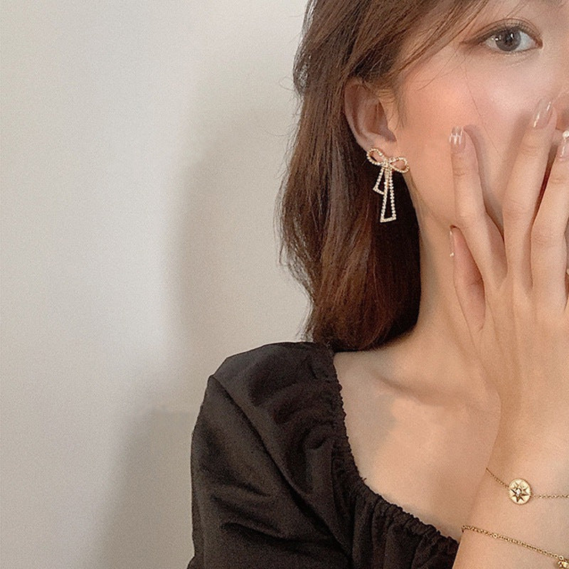 Butterfly Crystal Bow Knot Rhinstone Earrings 925 Sterling Silver Post Gold Dainty Earring Jewellery Gift