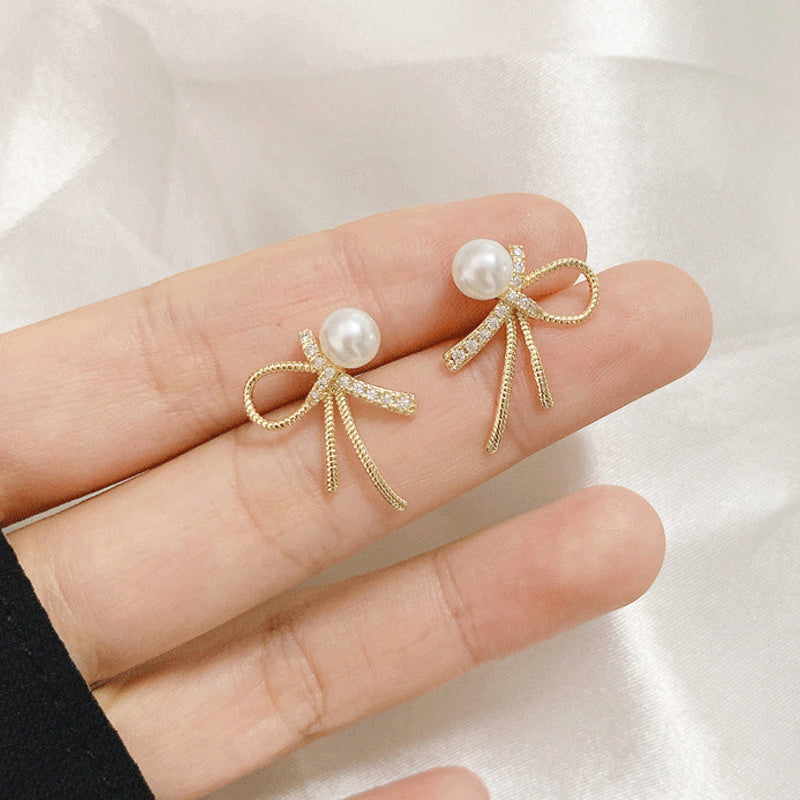Pearl earrings with gold posts sale