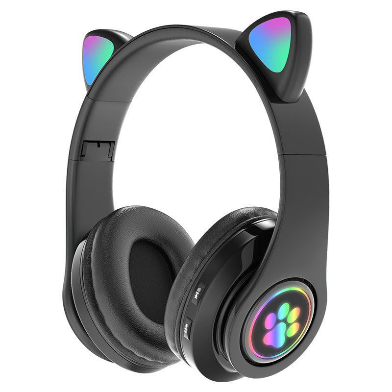 H - Cat Ear LED Bluetooth Wireless Headphones Foldable With Microphone