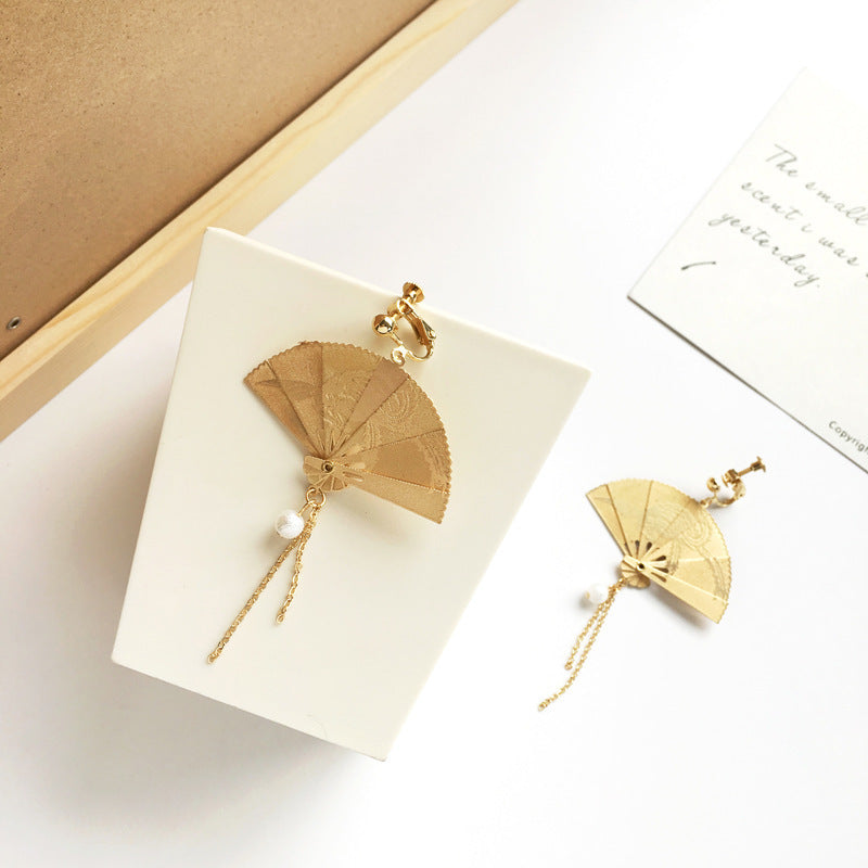 A - Gold Fan Phoenix Dangle Drop Earrings Fashion Jewellery Handmade Earring Gift