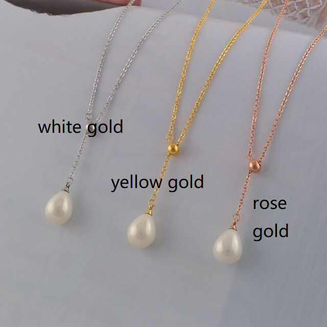 PA - Real Drop Pearl Pendant With 925 Sterling Silver White Gold, Yellow Gold, or Rose Gold Colour Chain Necklace With Celeste 925 Fresh Water Pearls Collection Sterling Silver gift box