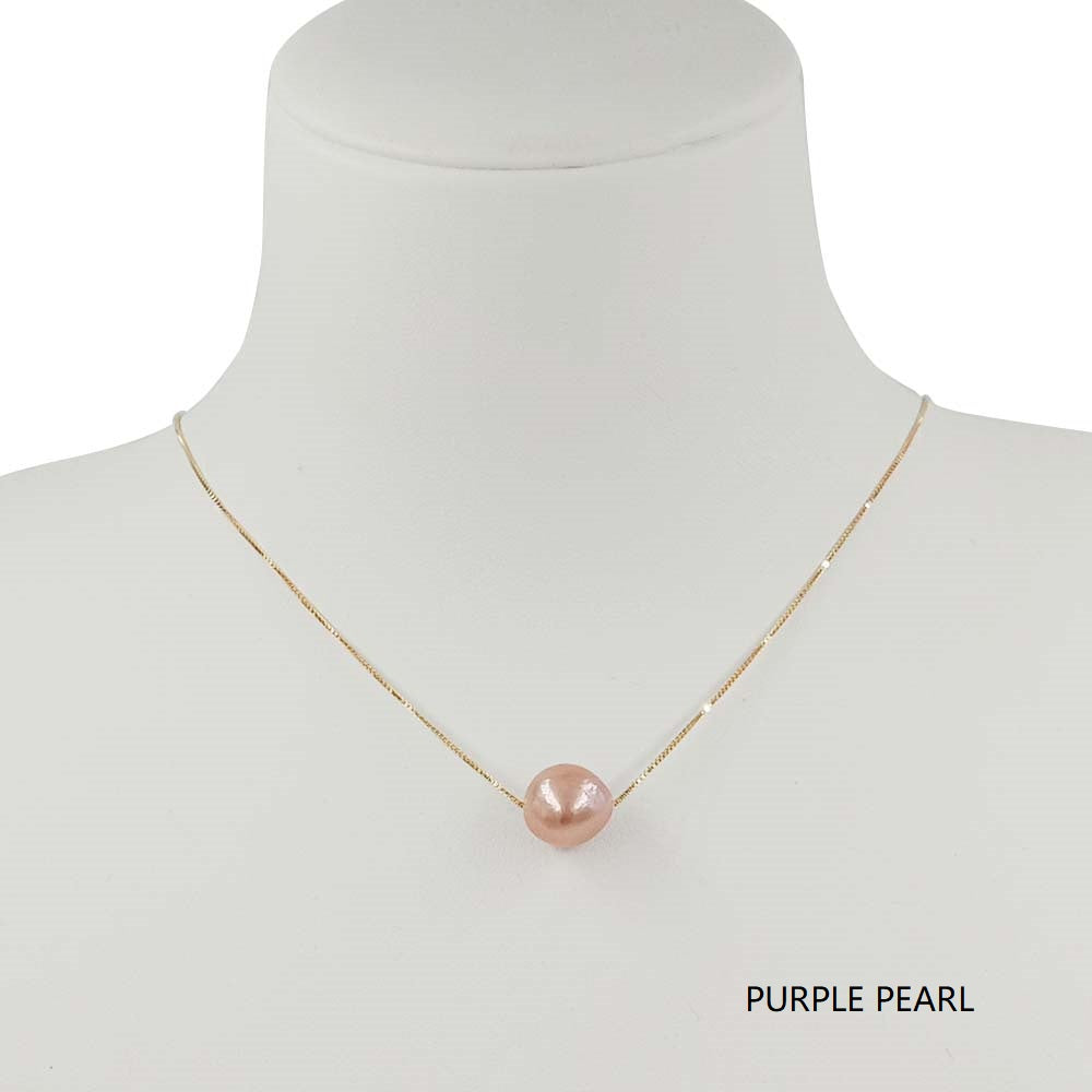 PA - Real Pearl Pendant With 18K Gold Plated Sterling Silver Chain White, Pink, or Purple Necklace Celeste 925 Fresh Water Pearls Collection Sterling Silver gift box
