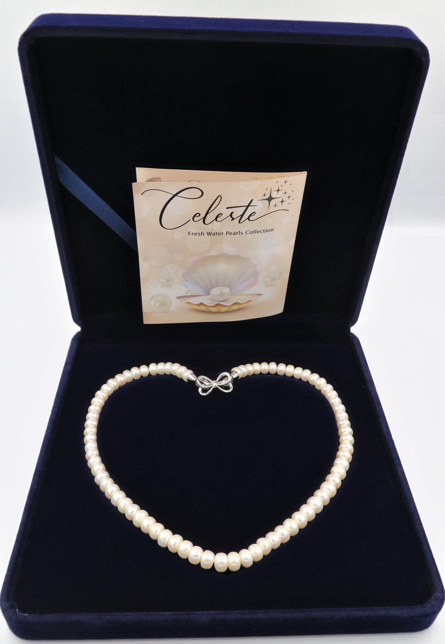 PA - Real Fresh Water Pearl Necklace bow butterfly Celeste 925 Sterling Silver White Pink Purple gift Set