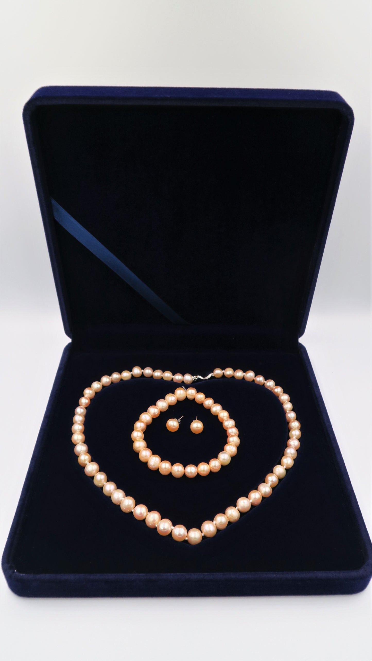 PA - Real Pearl Full Set Pink Necklace Bracelet Earring Celeste 925 Sterling Silver Pearls gift box