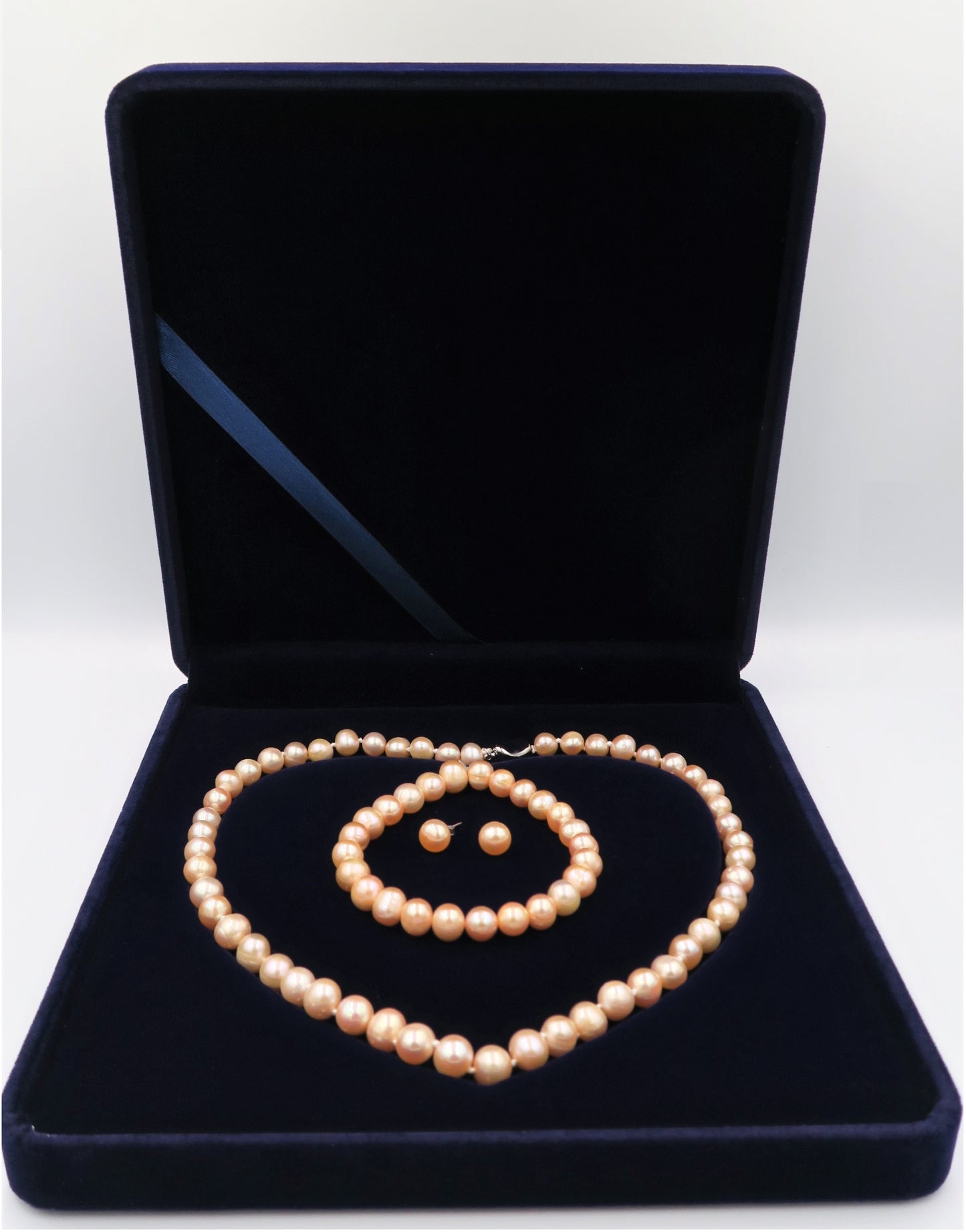 PA - Real Pearl Full Set Pink Necklace Bracelet Earring Celeste 925 Sterling Silver Pearls gift box