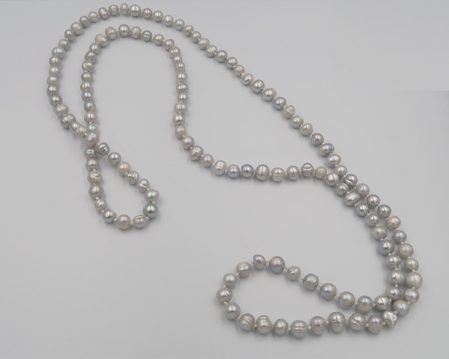 PL - 120cm Real Fresh Water Pearl 925 Silver Necklace Grey Ring Baroque shape Pearl Gift Box Celeste