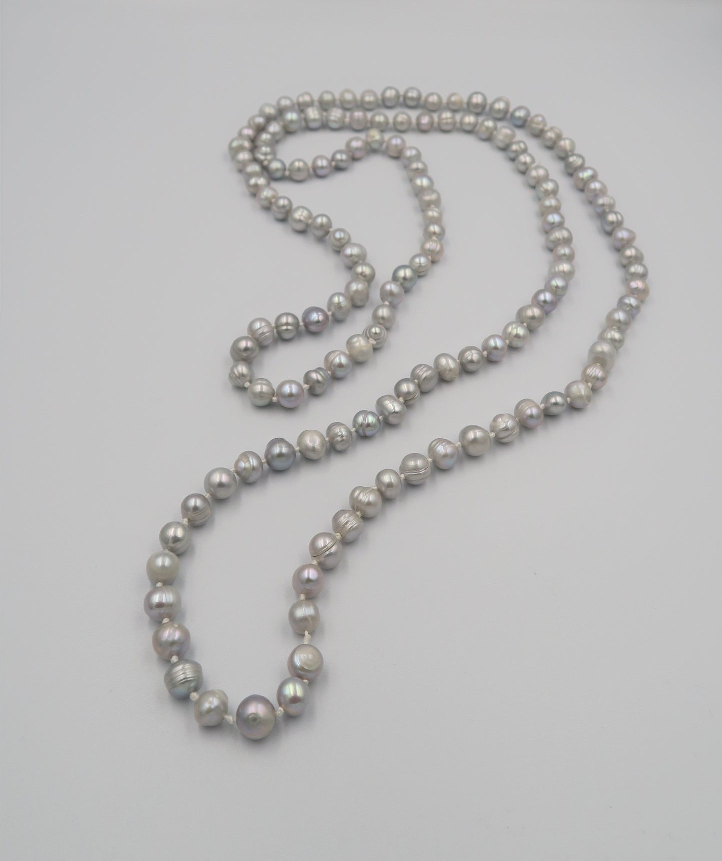 PL - 120cm Real Fresh Water Pearl 925 Silver Necklace Grey Ring Baroque shape Pearl Gift Box Celeste