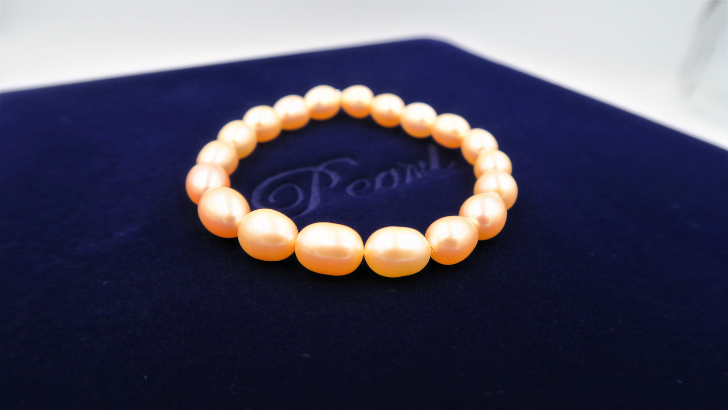 PC - Real Pearl Full Set Peach Pink Pearls Necklace Bracelet Earring Drop Rice Shape Celeste 925 Sterling Silver gift