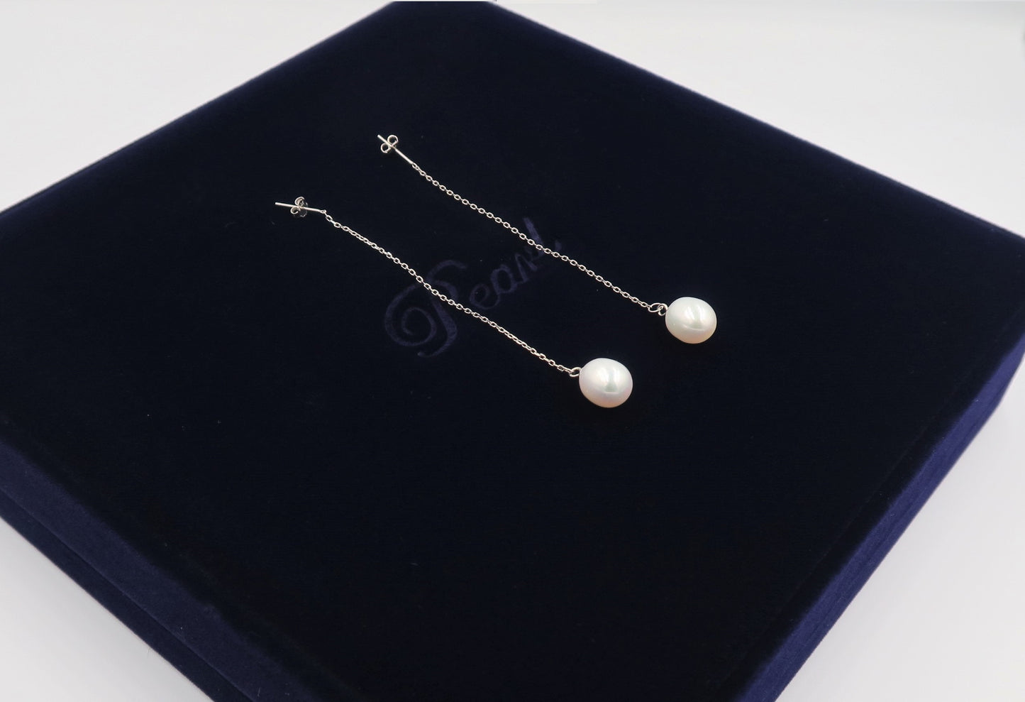 PL - Real Pearl Earrings Celeste White drop dangle Pearls Earring 925 Sterling Silver gift box 8-10mm