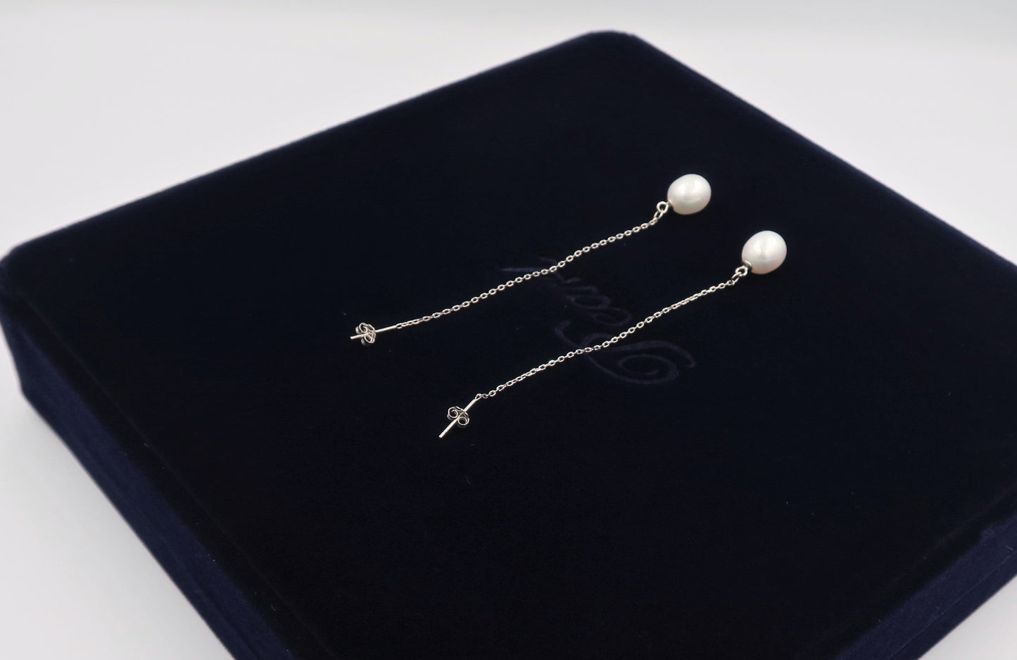 PL - Real Pearl Earrings Celeste White drop dangle Pearls Earring 925 Sterling Silver gift box 8-10mm