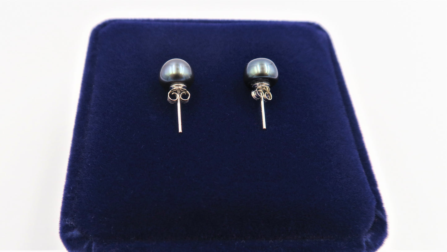 PD - Real Pearl Earrings Celeste Collections Black Peacock Pearls Earring 925 Sterling Silver gift box