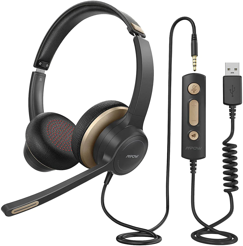 H - Mpow HC6 USB Headset with Microphone for Skype/Webinar