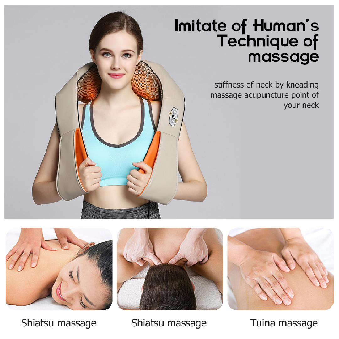 Massager of Neck kneading With 16 Carbon Fibre Massage Head Massager for Neck, Shoulders and Back IR-Warming