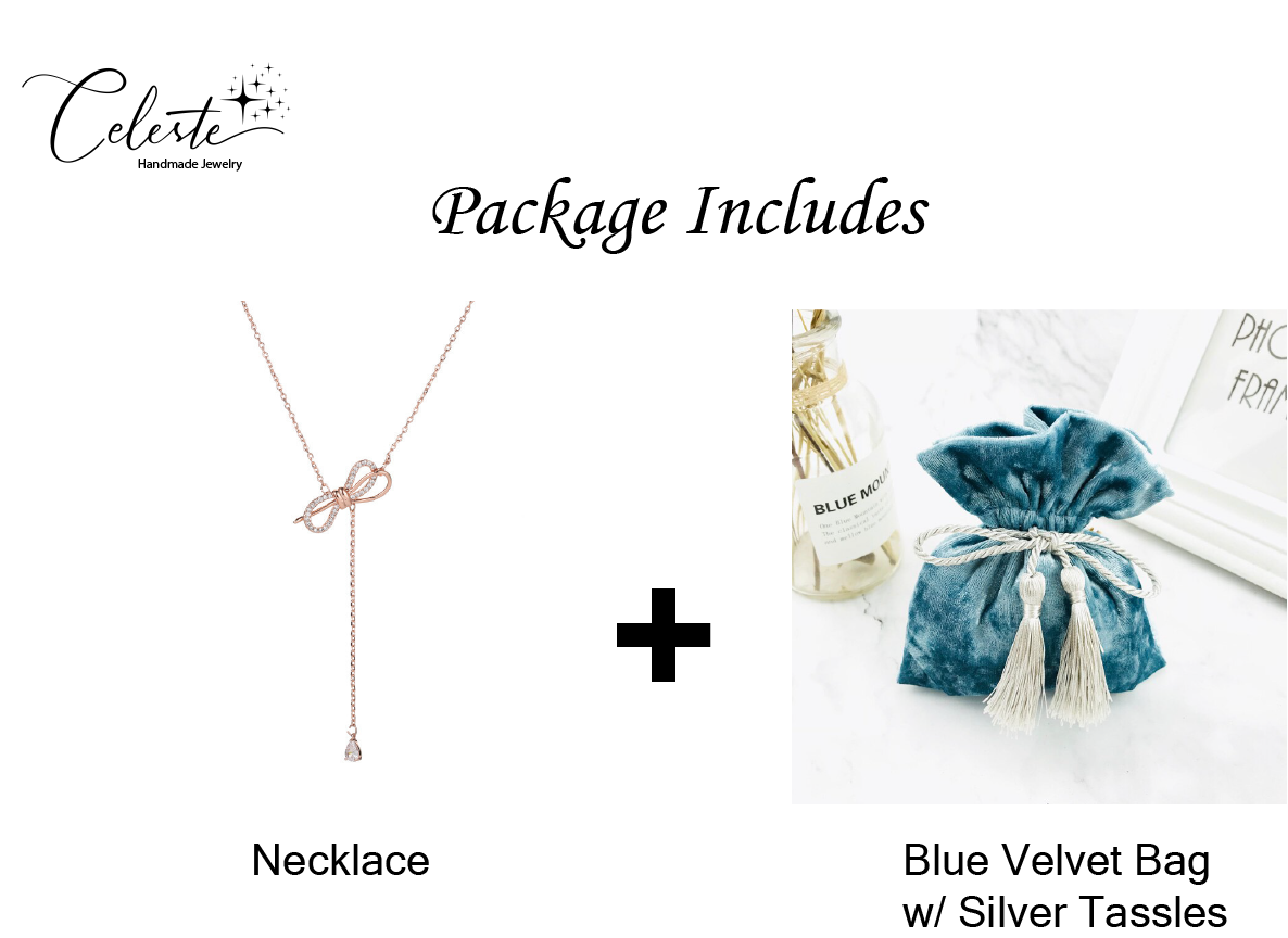 C - Rose Gold Crystal Butterfly Bow Tassel Chocker Alloy Necklace Pendant Birthday Wedding Gift