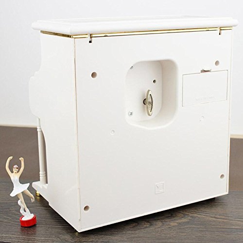 White Piano Upright Music Box Ballerina Dancing Classical Gift Musical Gifts