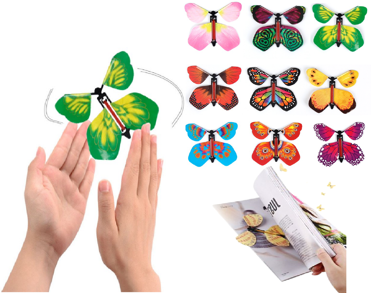 Set of Magic Flying Butterflies Windup Surprise Butterfly Gift Greeting Card Classic Toy Kids Adult Birthday Wedding Invitations